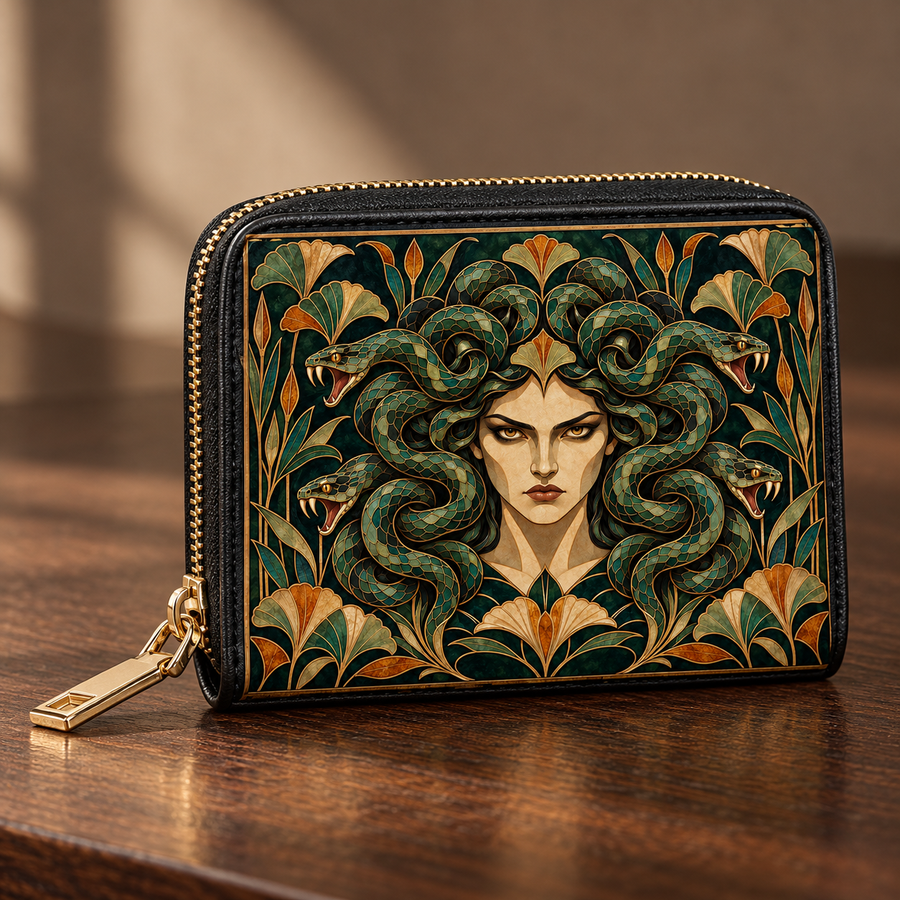 "Medusa" Emerald Nouveau Mini Wallet