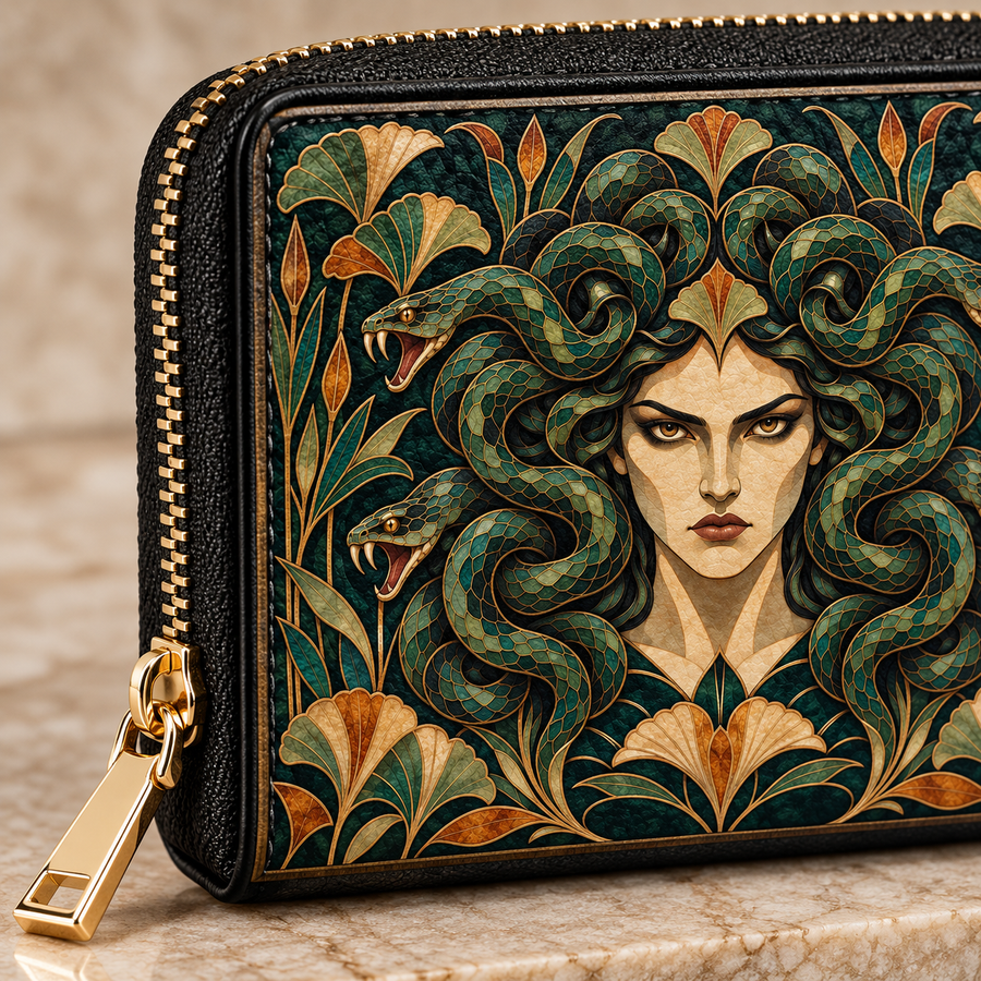 "Medusa" Emerald Nouveau Mini Wallet