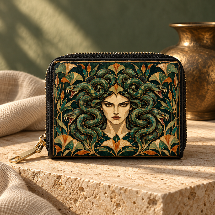 "Medusa" Emerald Nouveau Mini Wallet