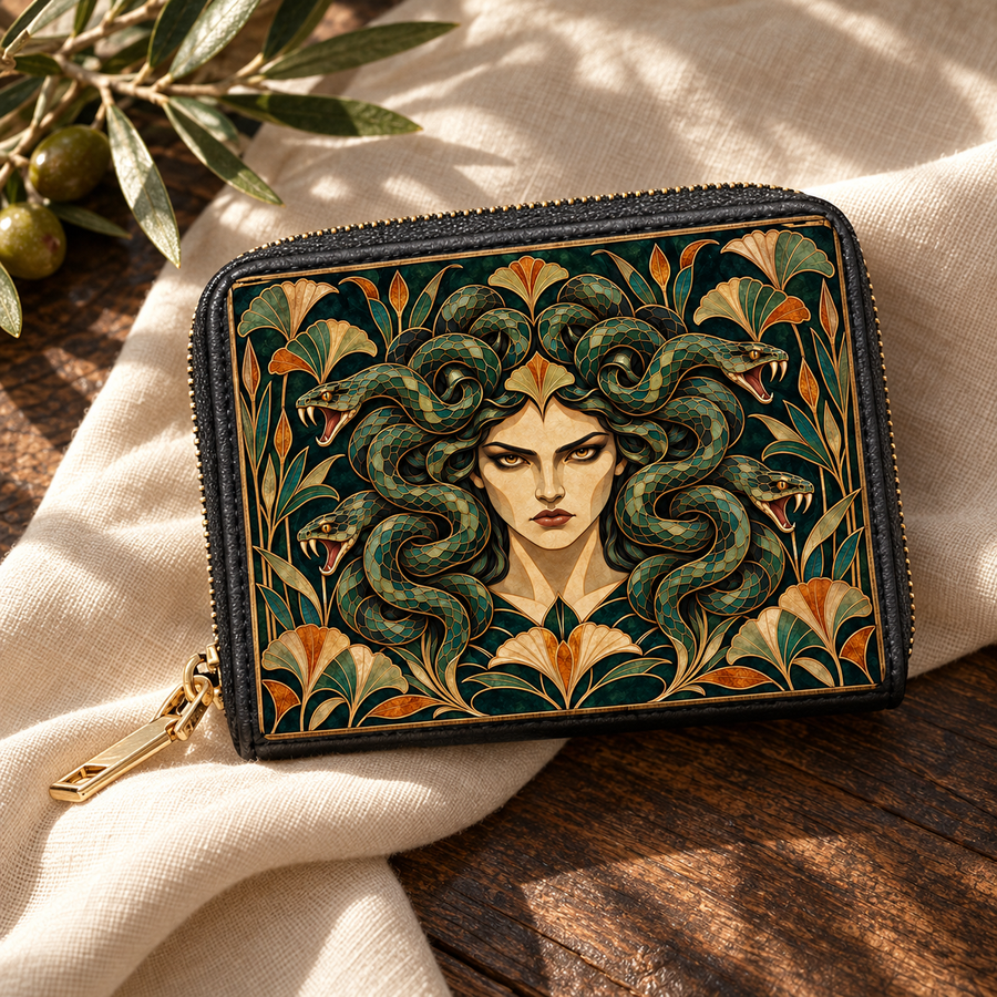 "Medusa" Emerald Nouveau Mini Wallet