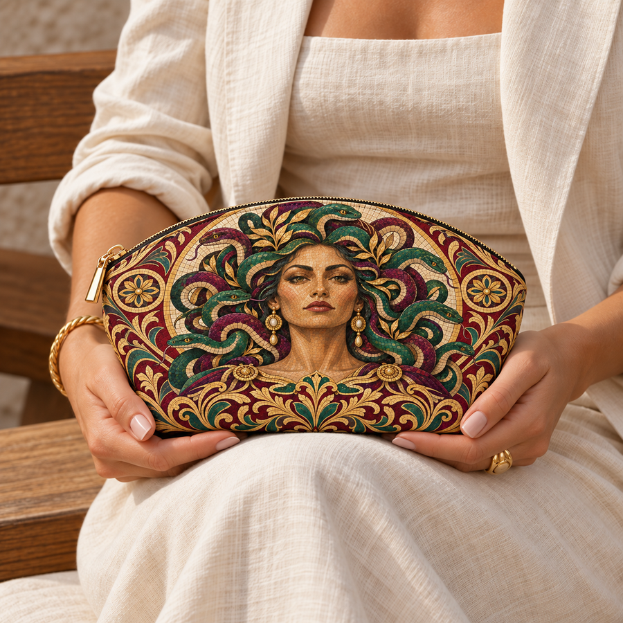 "Medusa" Roman Mosaic Eclipse Makeup Bag