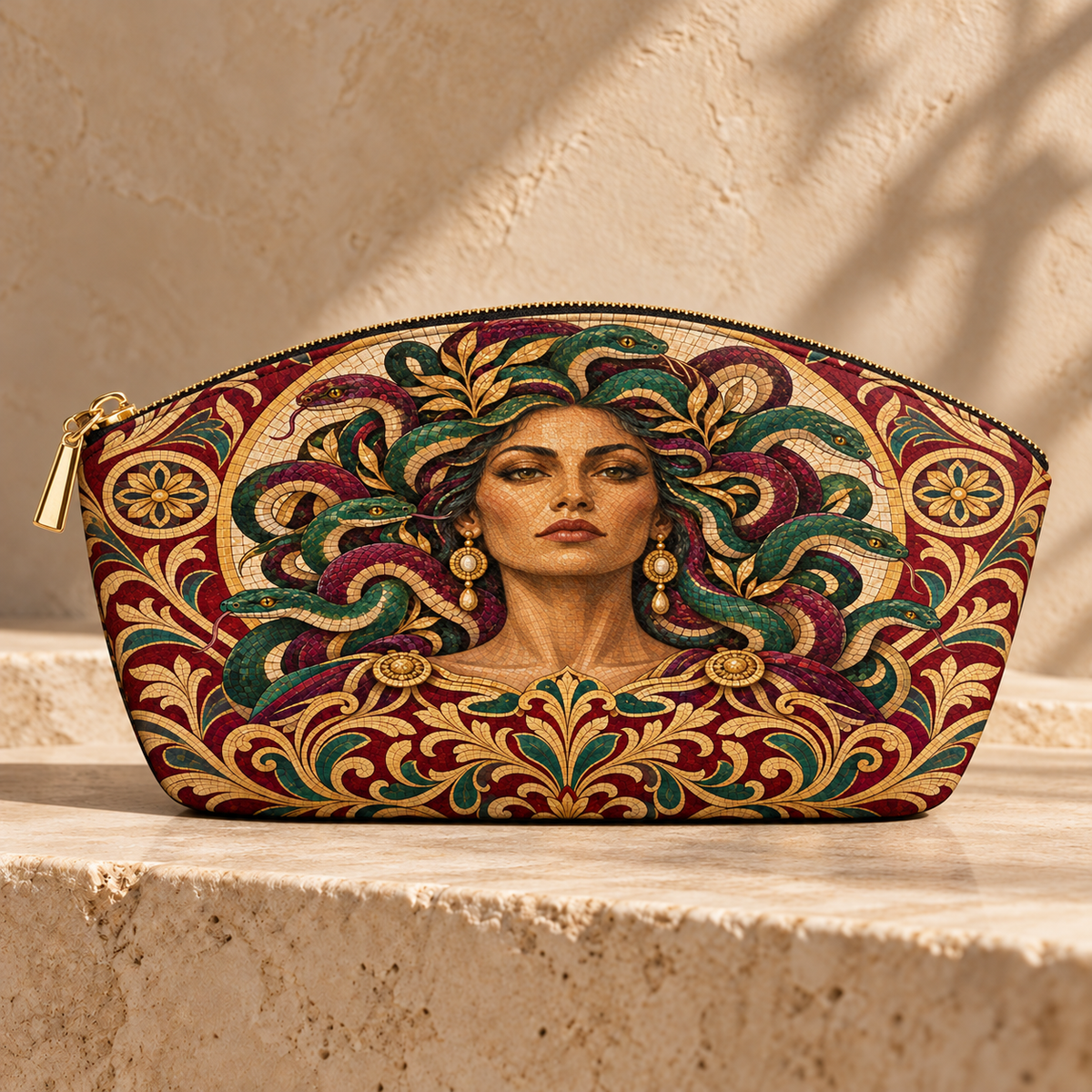 "Medusa" Roman Mosaic Eclipse Makeup Bag