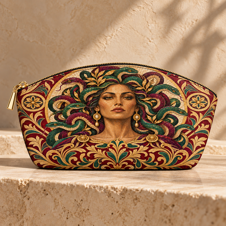 "Medusa" Roman Mosaic Eclipse Makeup Bag
