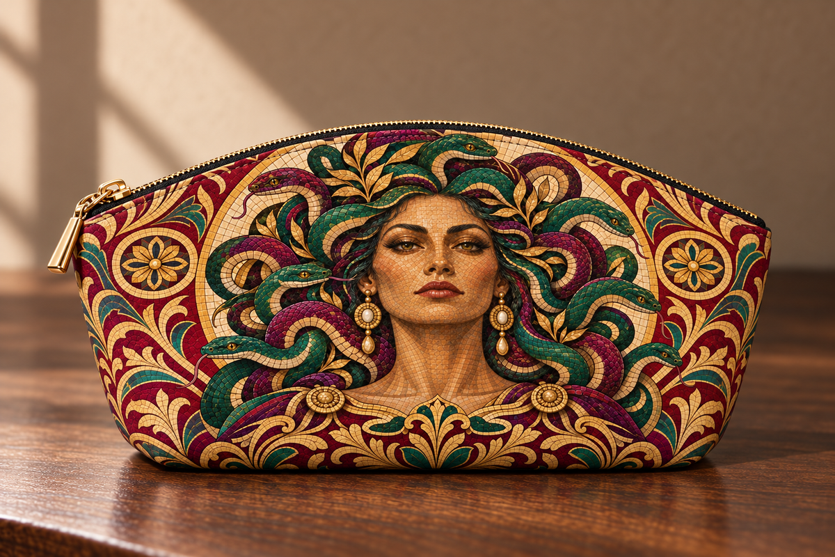 "Medusa" Roman Mosaic Eclipse Makeup Bag