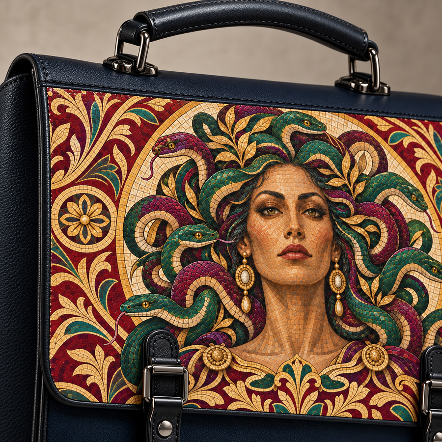 "Medusa" Roman Mosaic Leather Backpack