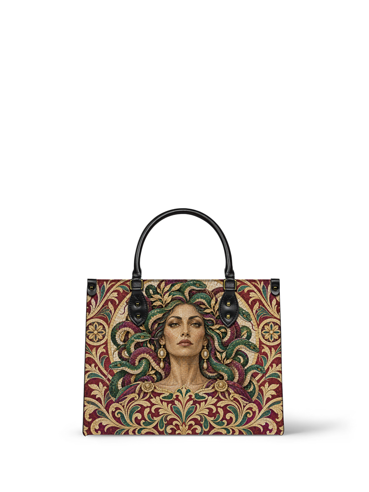 "Medusa" Roman Mosaic Leather Handbag