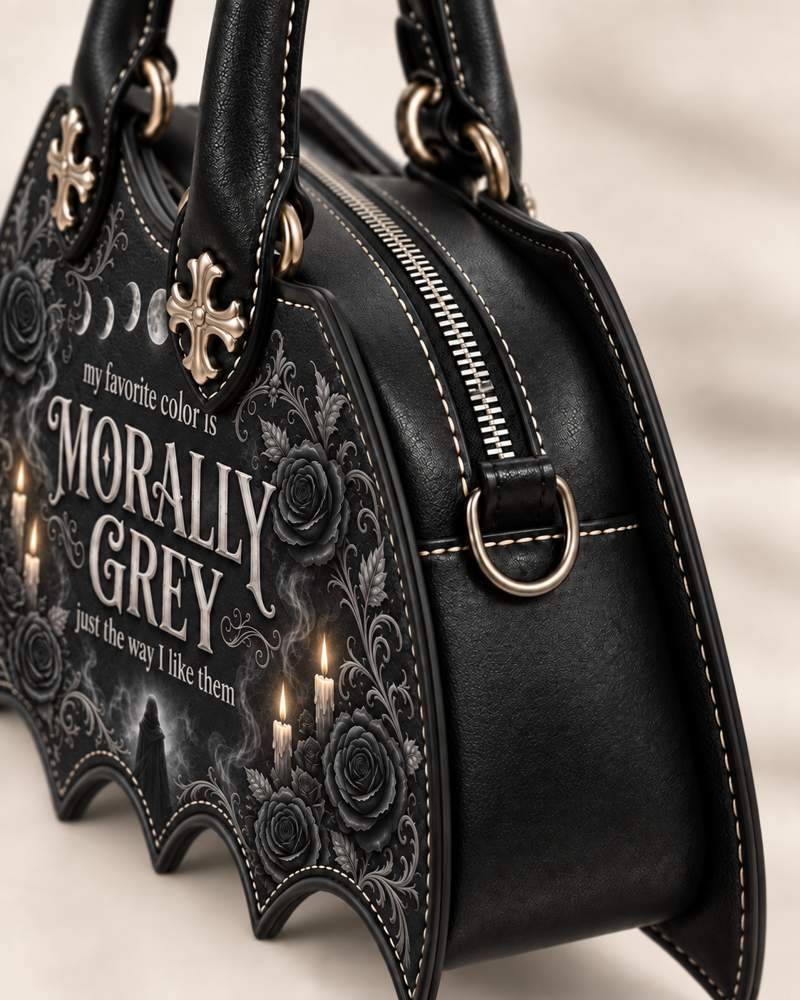 My Favorite Color Is Morally Grey Bat Wing Handbag