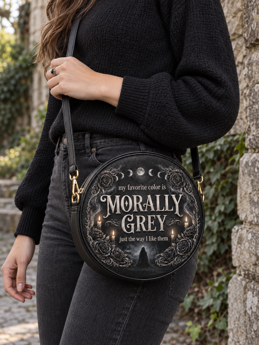 My Favorite Color Is Morally Grey Circle Crossbody Bag