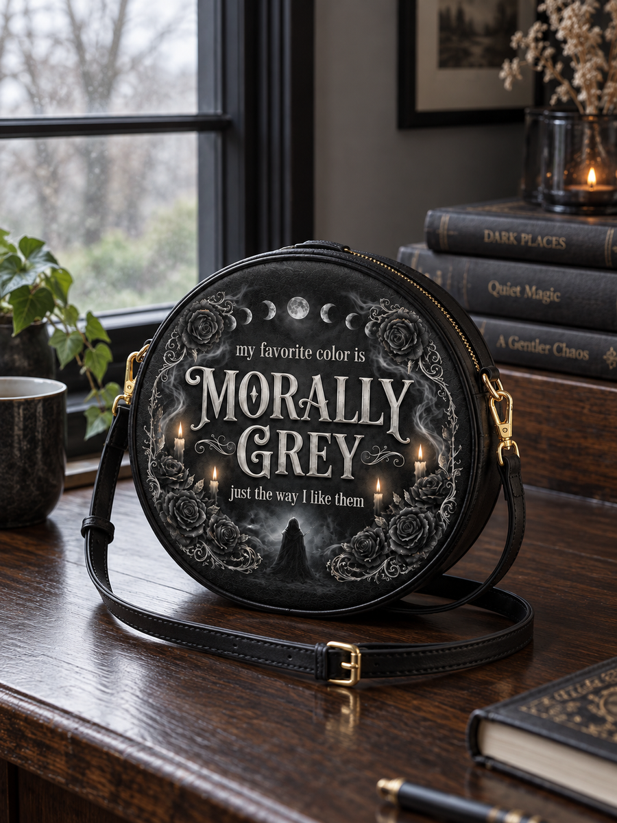 My Favorite Color Is Morally Grey Circle Crossbody Bag