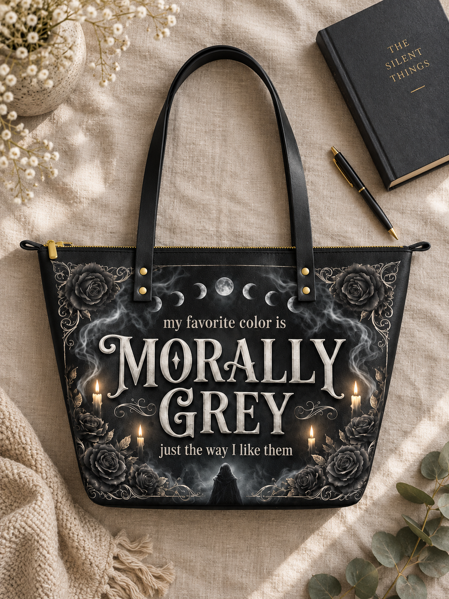 My Favorite Color Is Morally Grey Leather Tote Bag