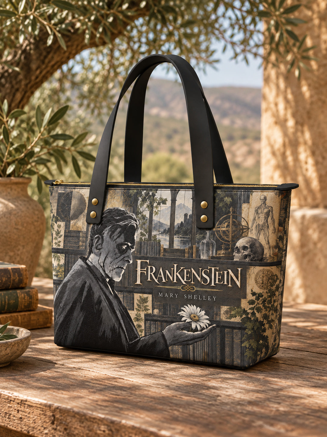 "Frankenstein" Ashes of Hope Leather Tote Bag
