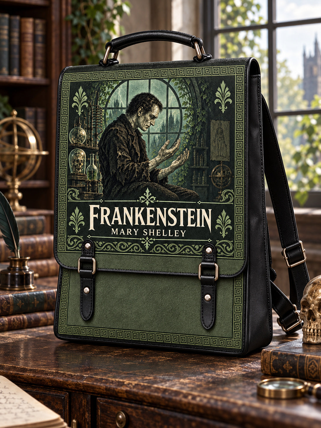 "Frankenstein" Mortuary Moss Leather Backpack
