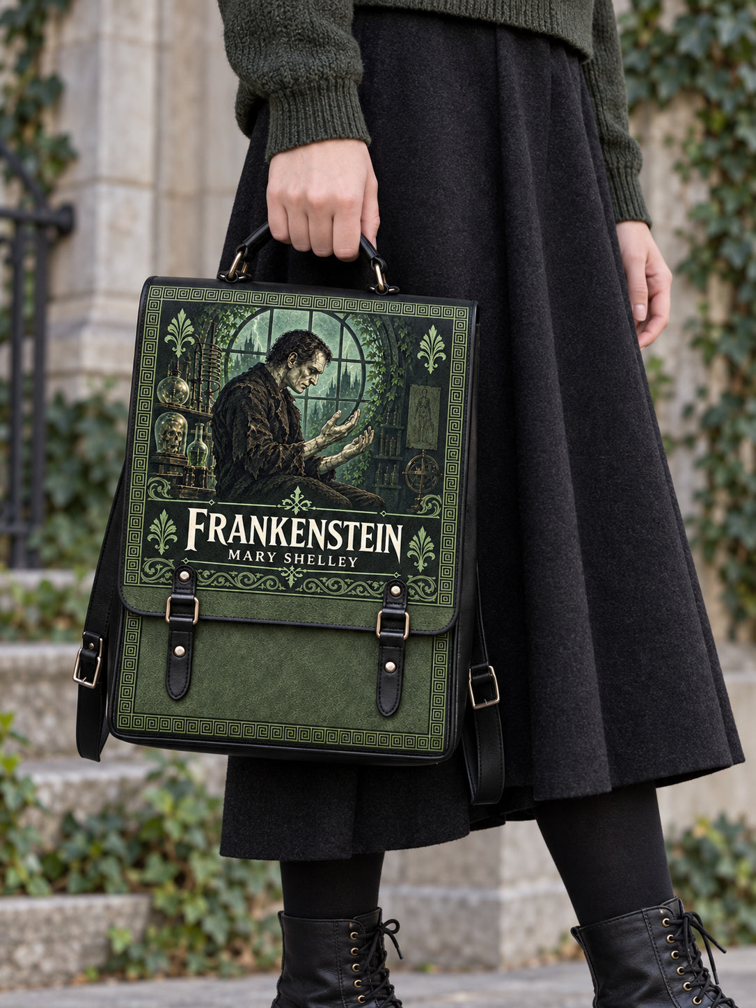 "Frankenstein" Mortuary Moss Leather Backpack