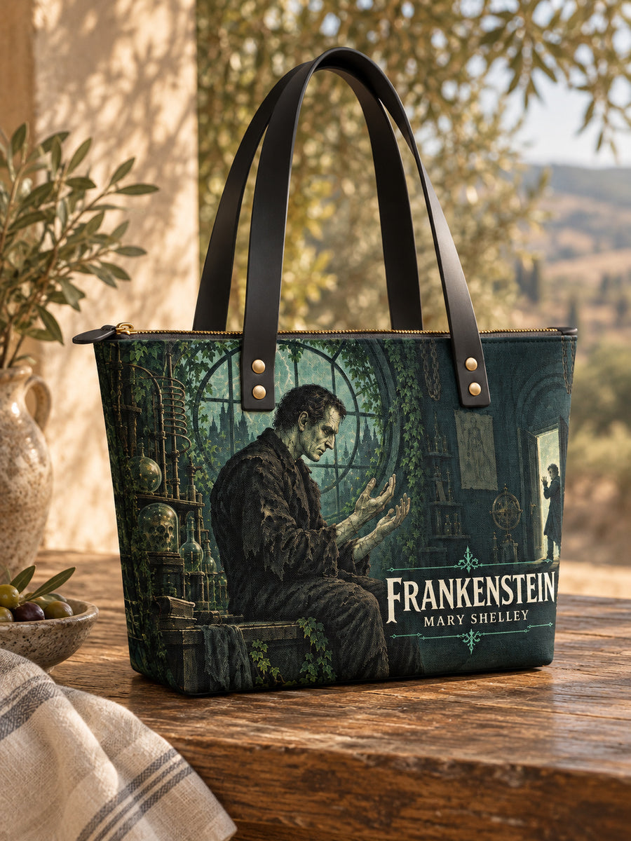 "Frankenstein" Mortuary Moss Leather Tote Bag