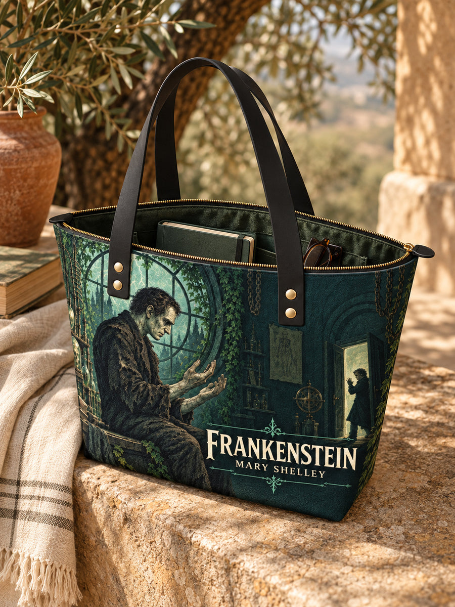 "Frankenstein" Mortuary Moss Leather Tote Bag
