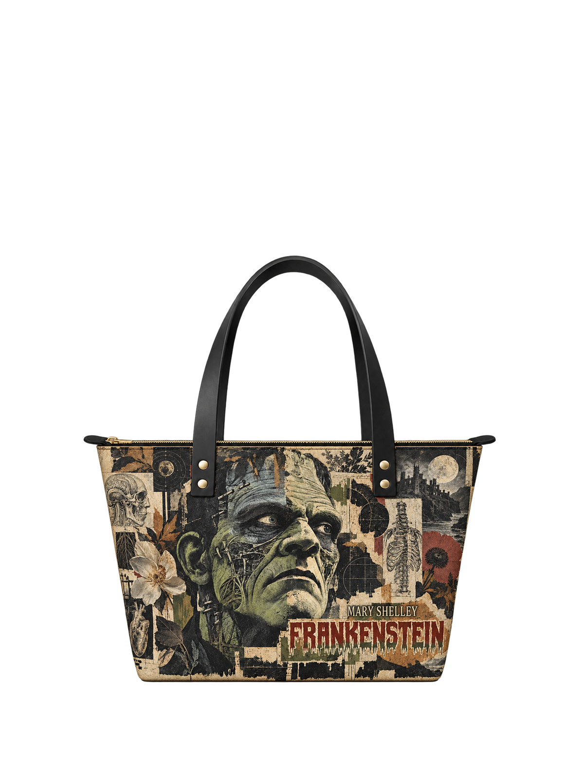 "Frankenstein" Old Parchment Leather Tote Bag