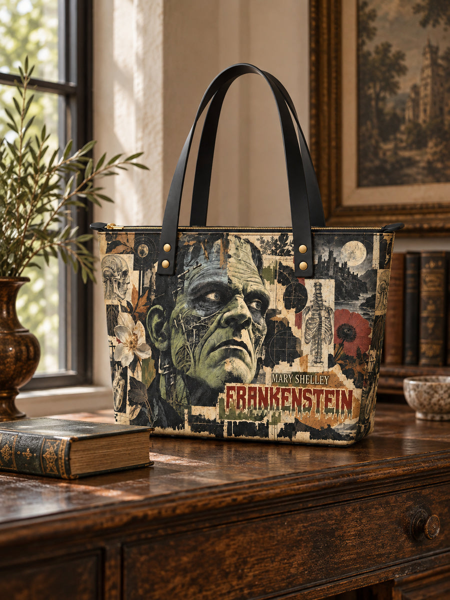"Frankenstein" Old Parchment Leather Tote Bag