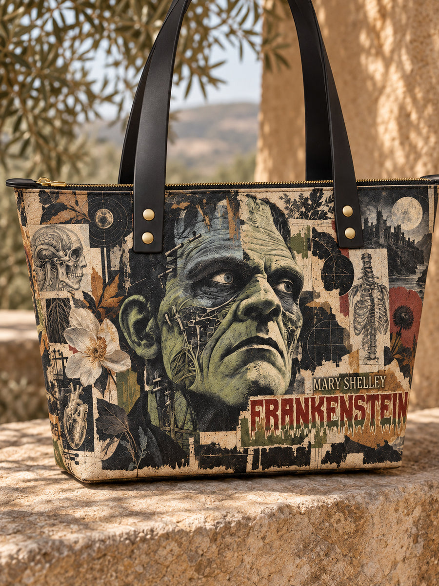 "Frankenstein" Old Parchment Leather Tote Bag