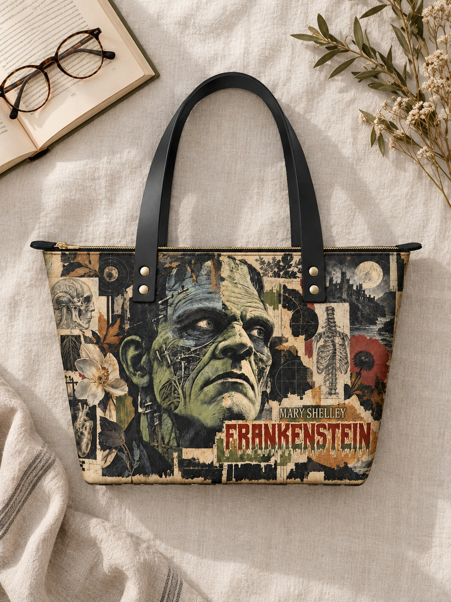 "Frankenstein" Old Parchment Leather Tote Bag