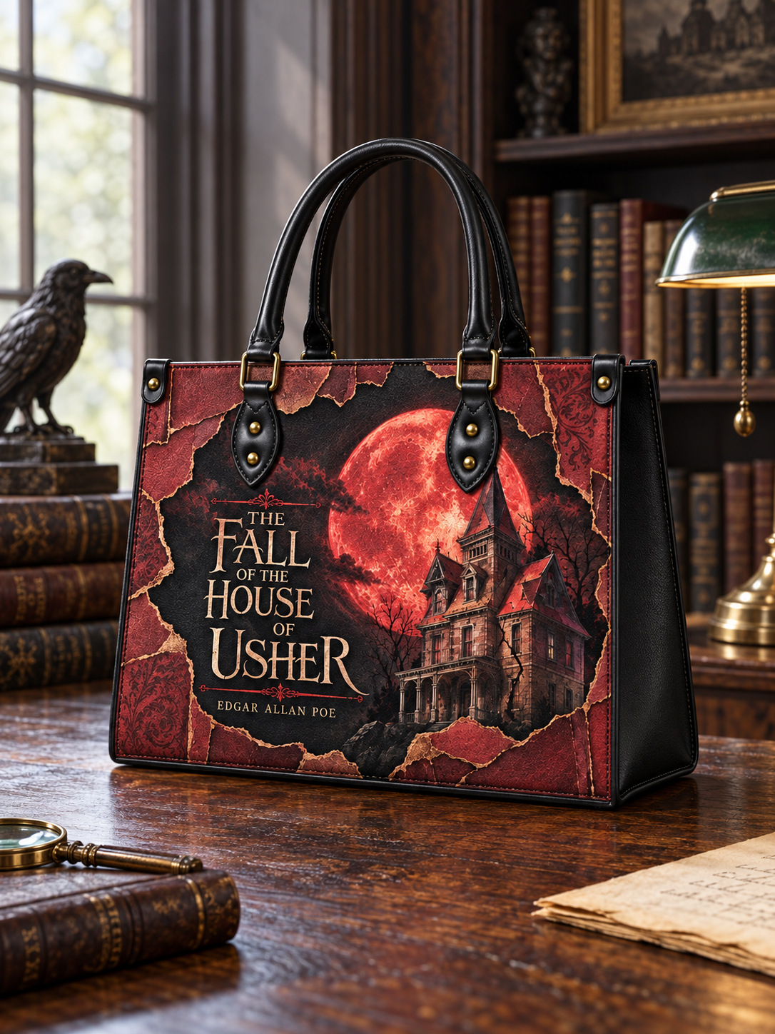 "The Fall Of The House Of Usher" Leather Handbag