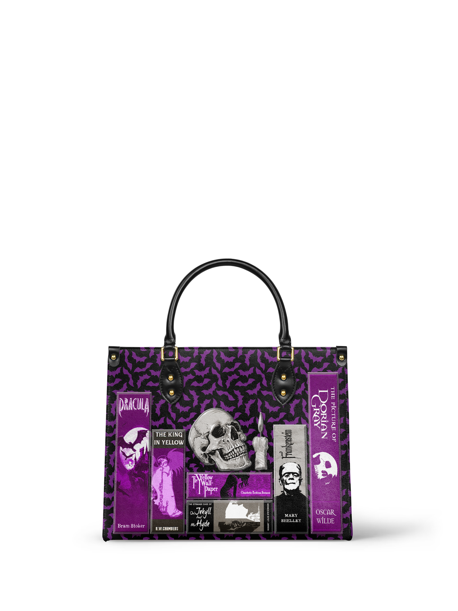 "The Codex of Gothic Tales" Violet Echo Leather Handbag