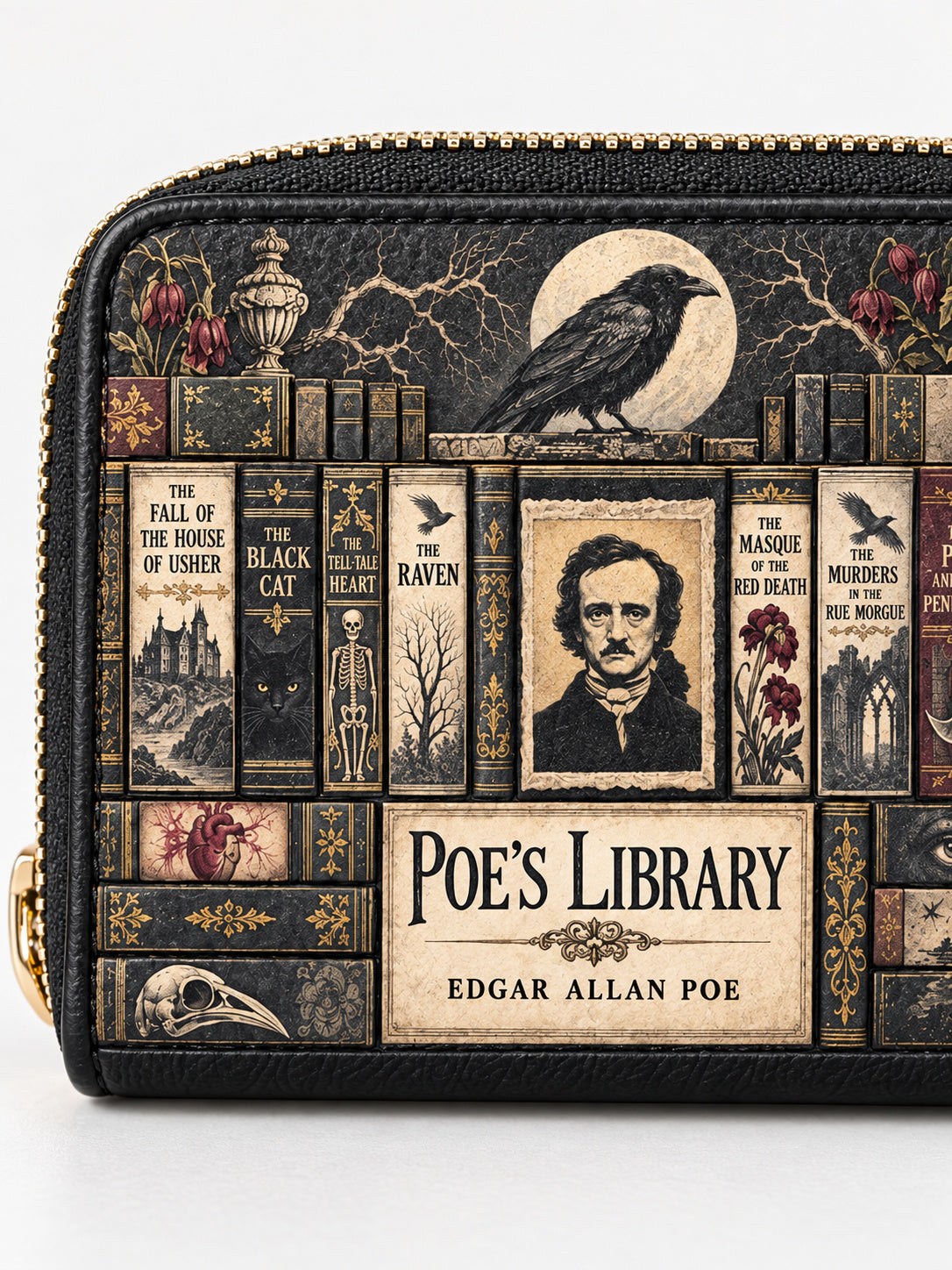 "Poe's Library" Ashen Black Mini Wallet