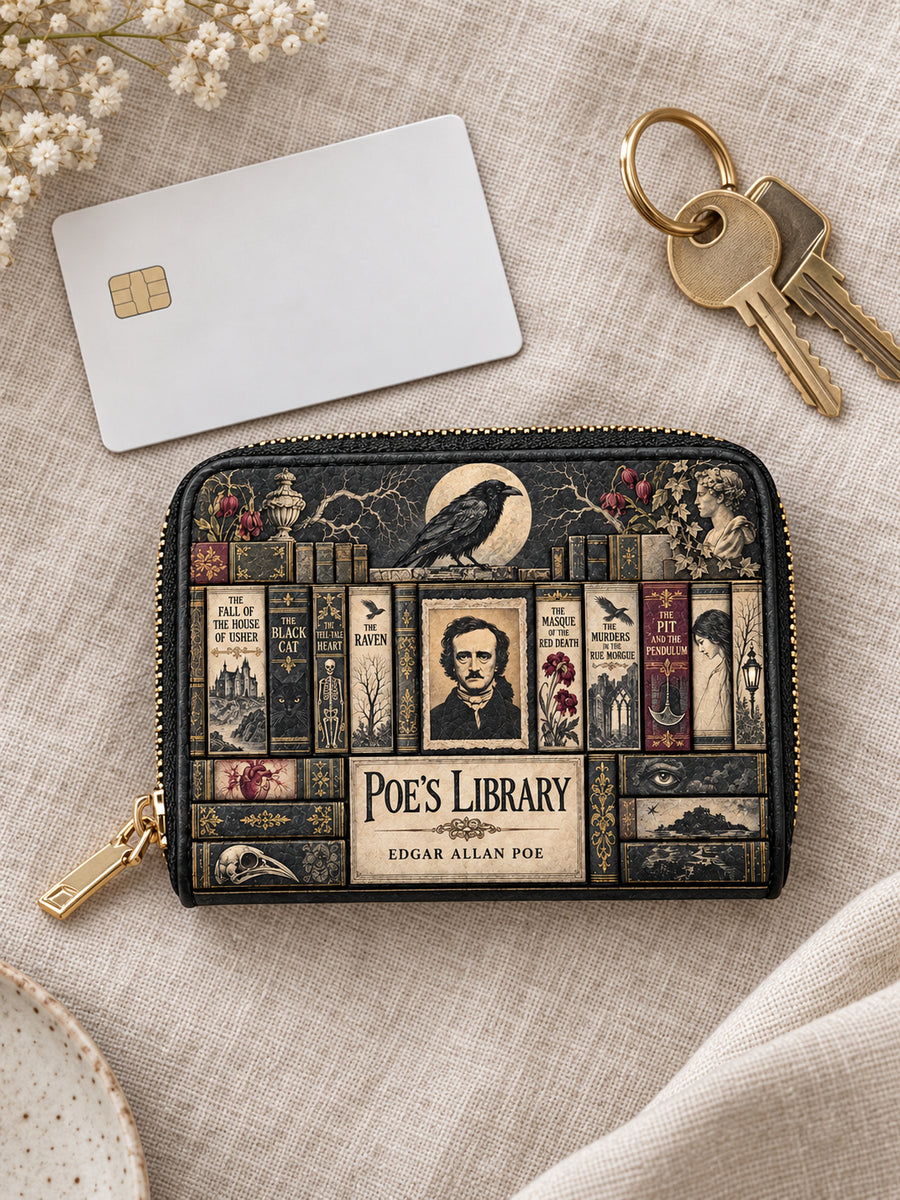"Poe's Library" Ashen Black Mini Wallet