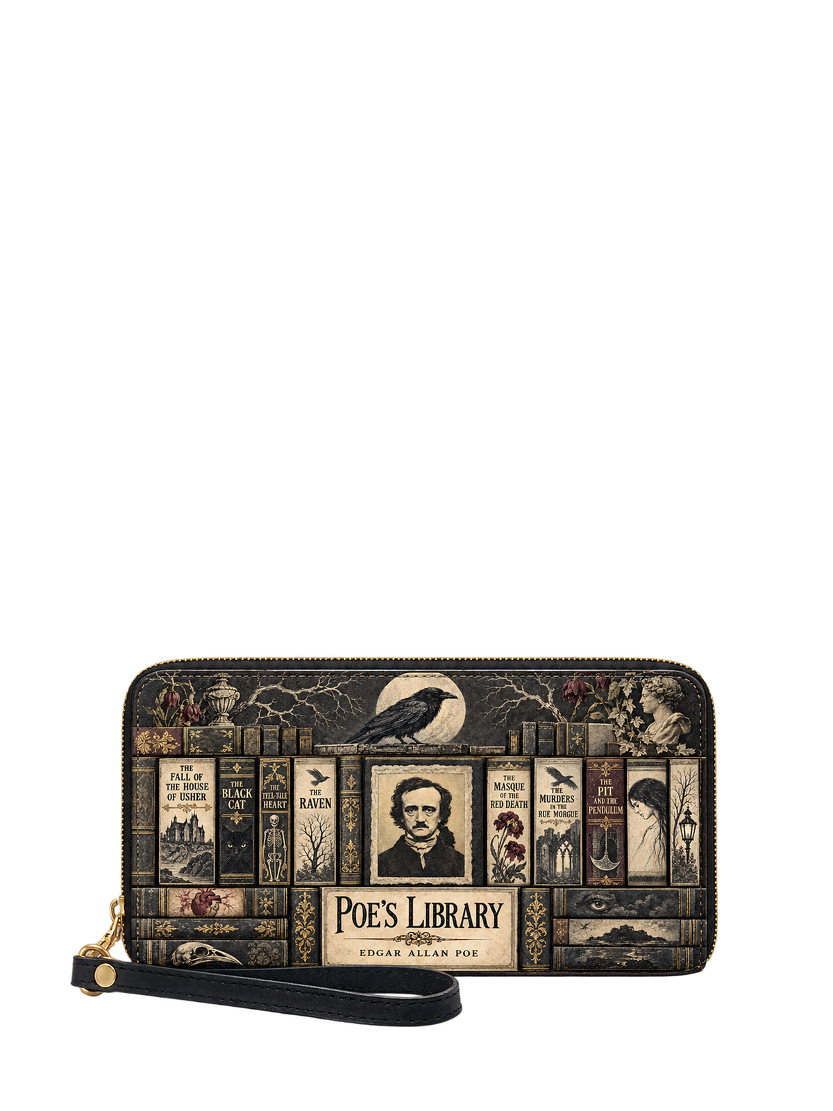 "Poe's Library" Ashen Black Wallet