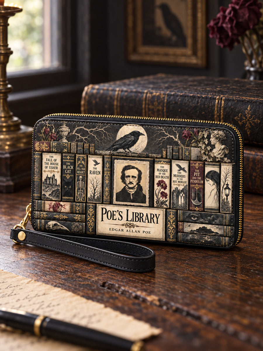 "Poe's Library" Ashen Black Wallet