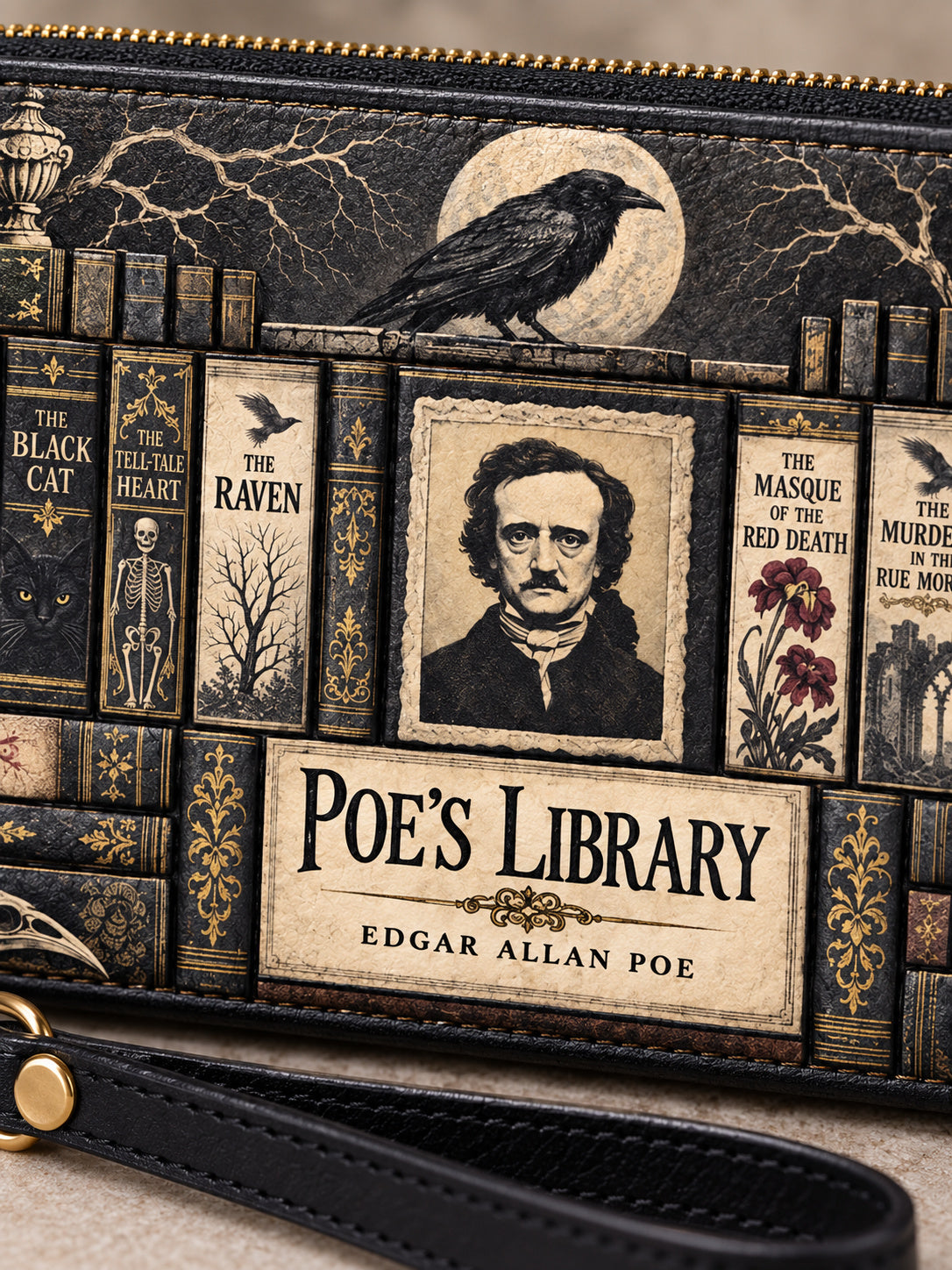 "Poe's Library" Ashen Black Wallet