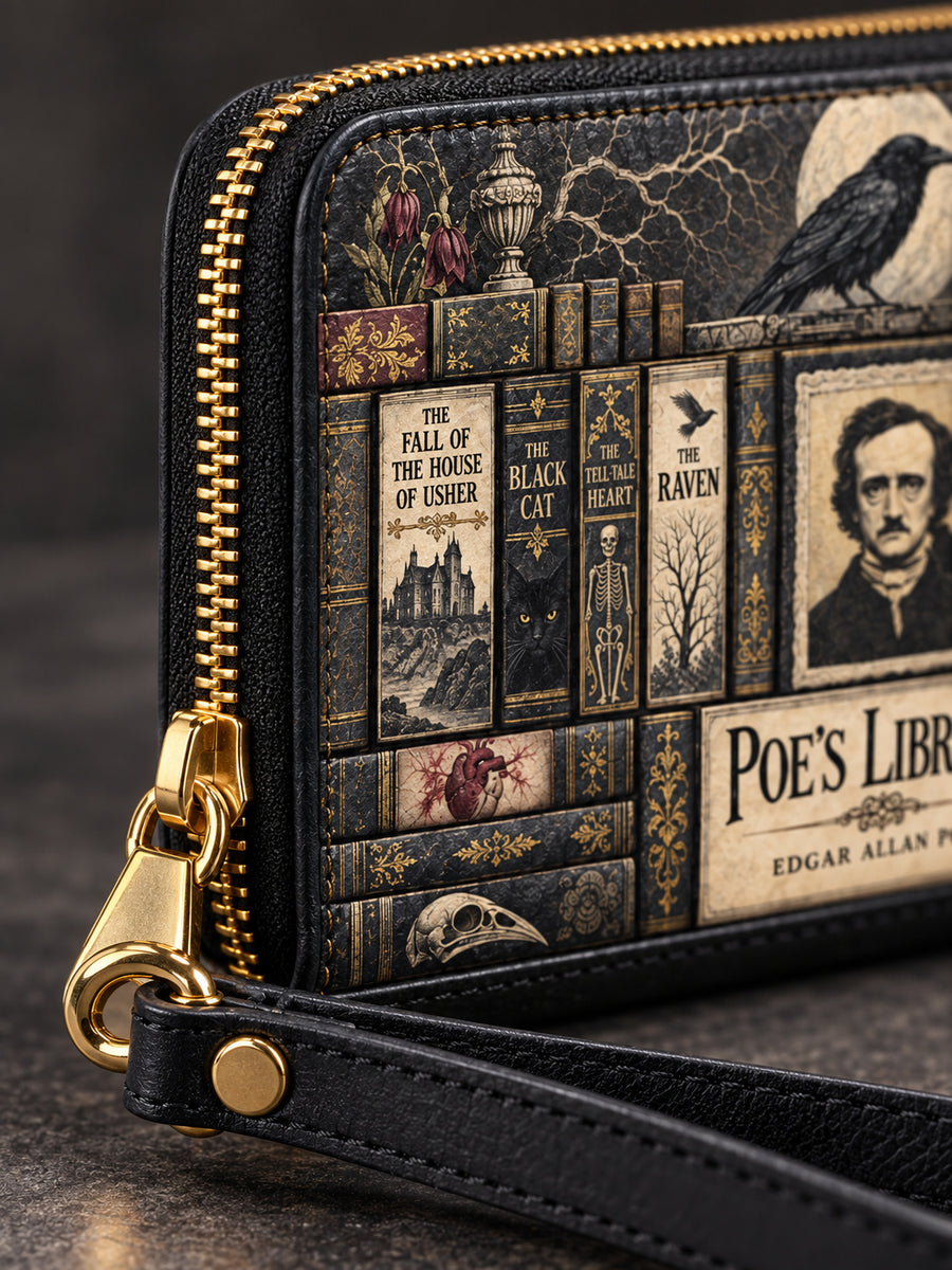"Poe's Library" Ashen Black Wallet
