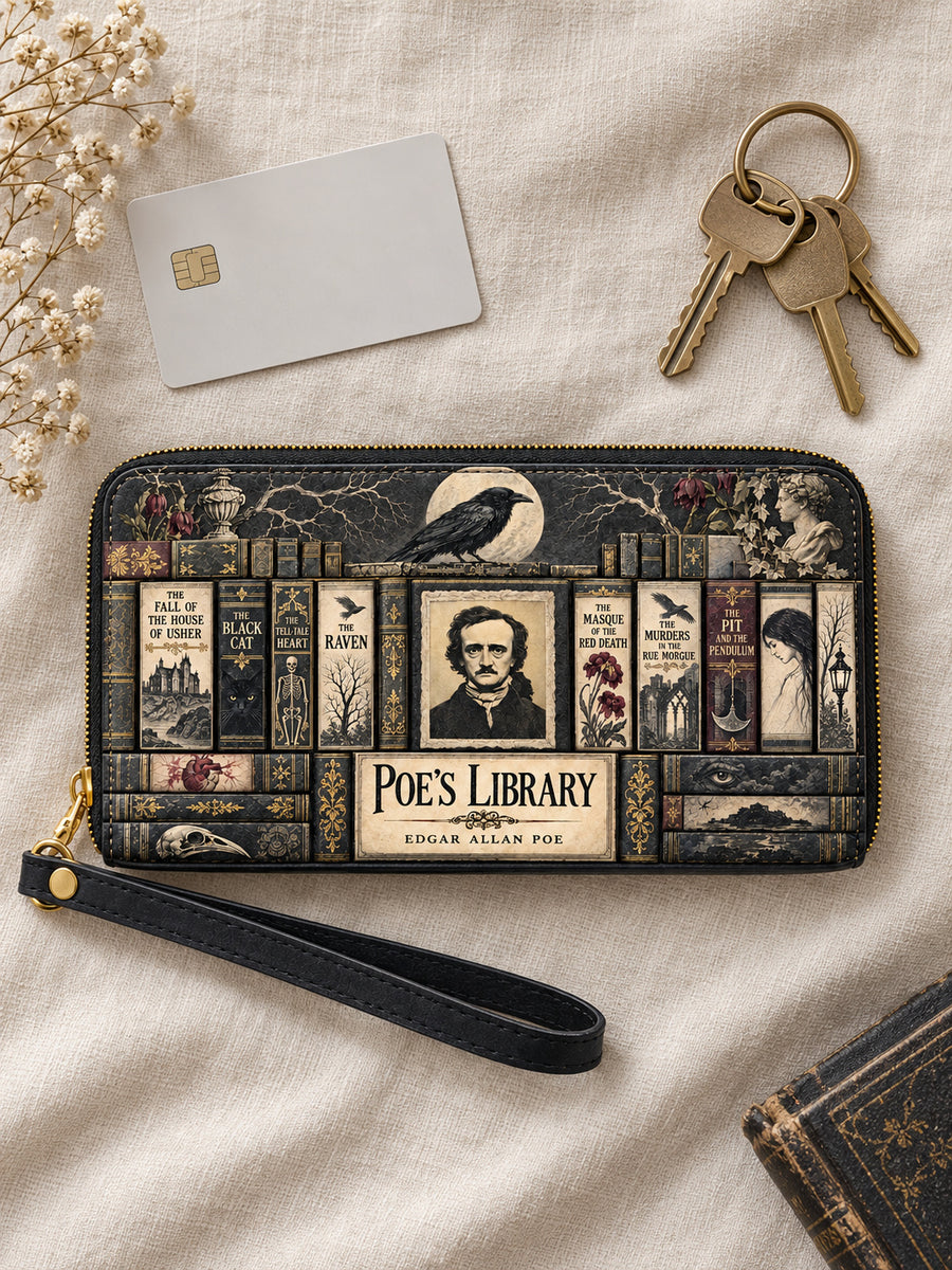 "Poe's Library" Ashen Black Wallet