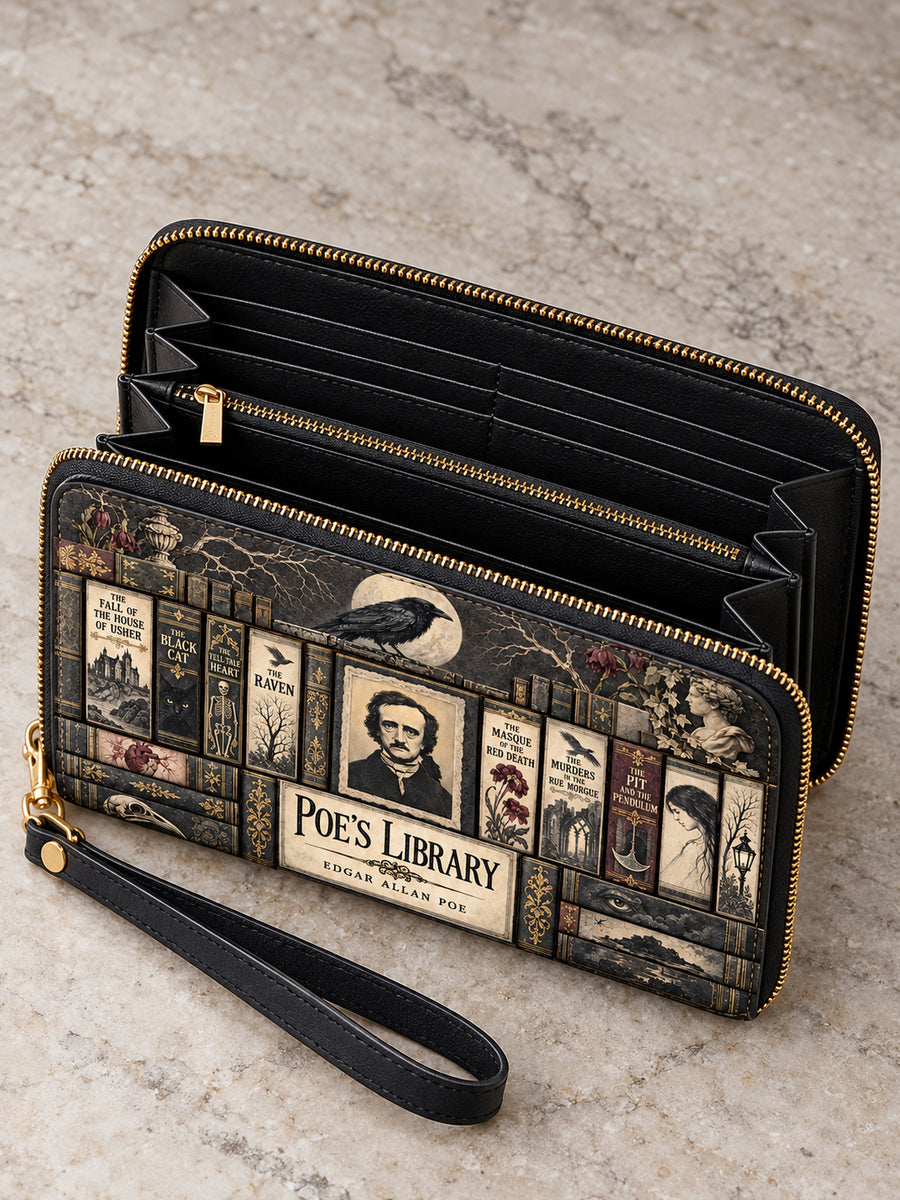 "Poe's Library" Ashen Black Wallet