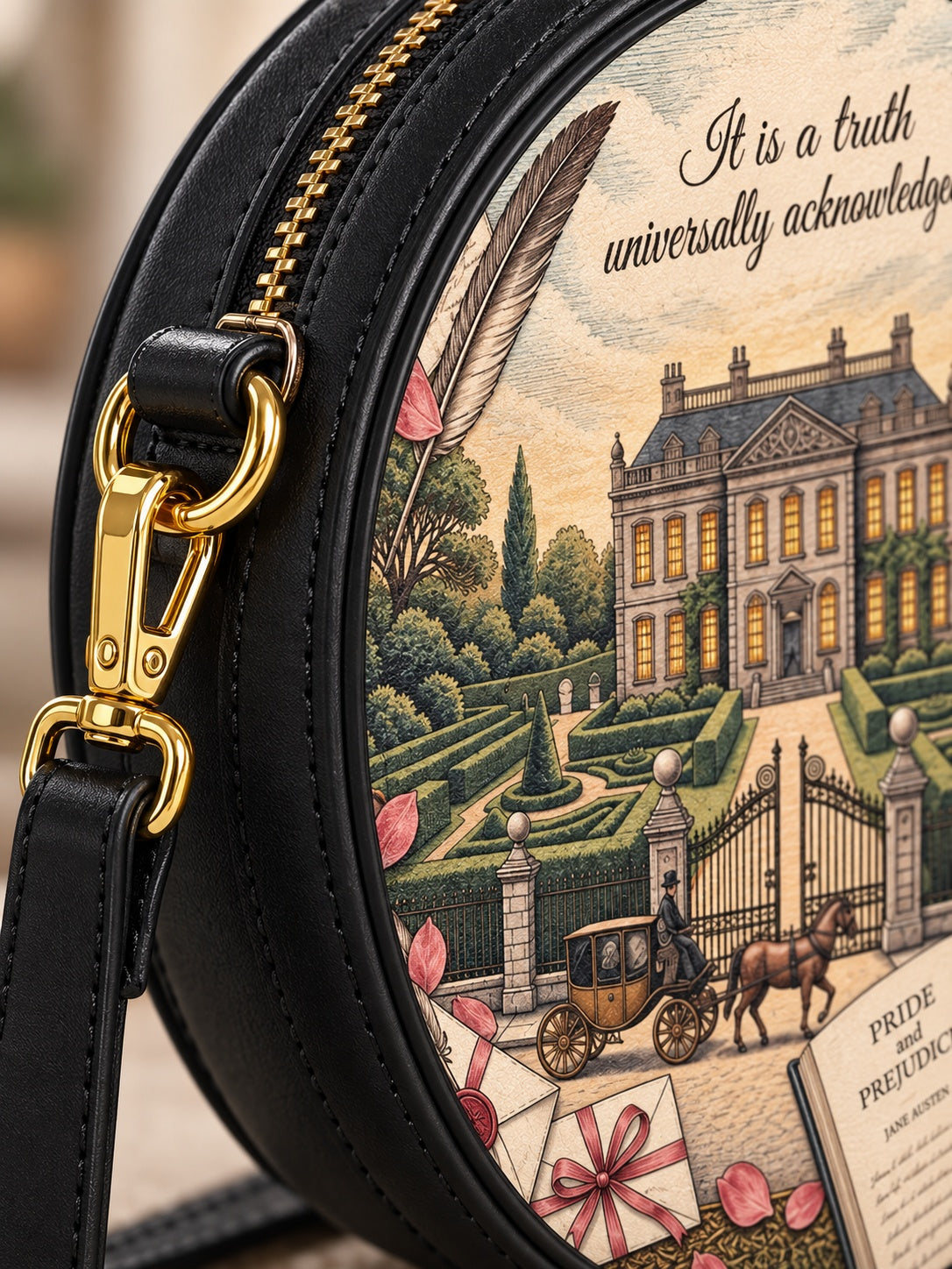 "Pride and Prejudice" Pemberley Circle Crossbody Bag