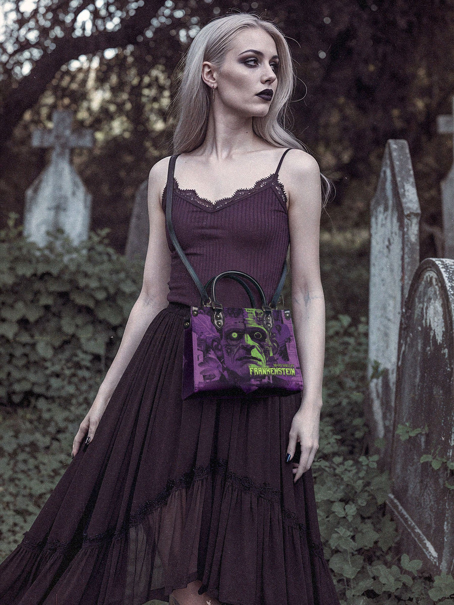 "Frankenstein" Lablight Violet - Black Interior - Small Leather Handbag