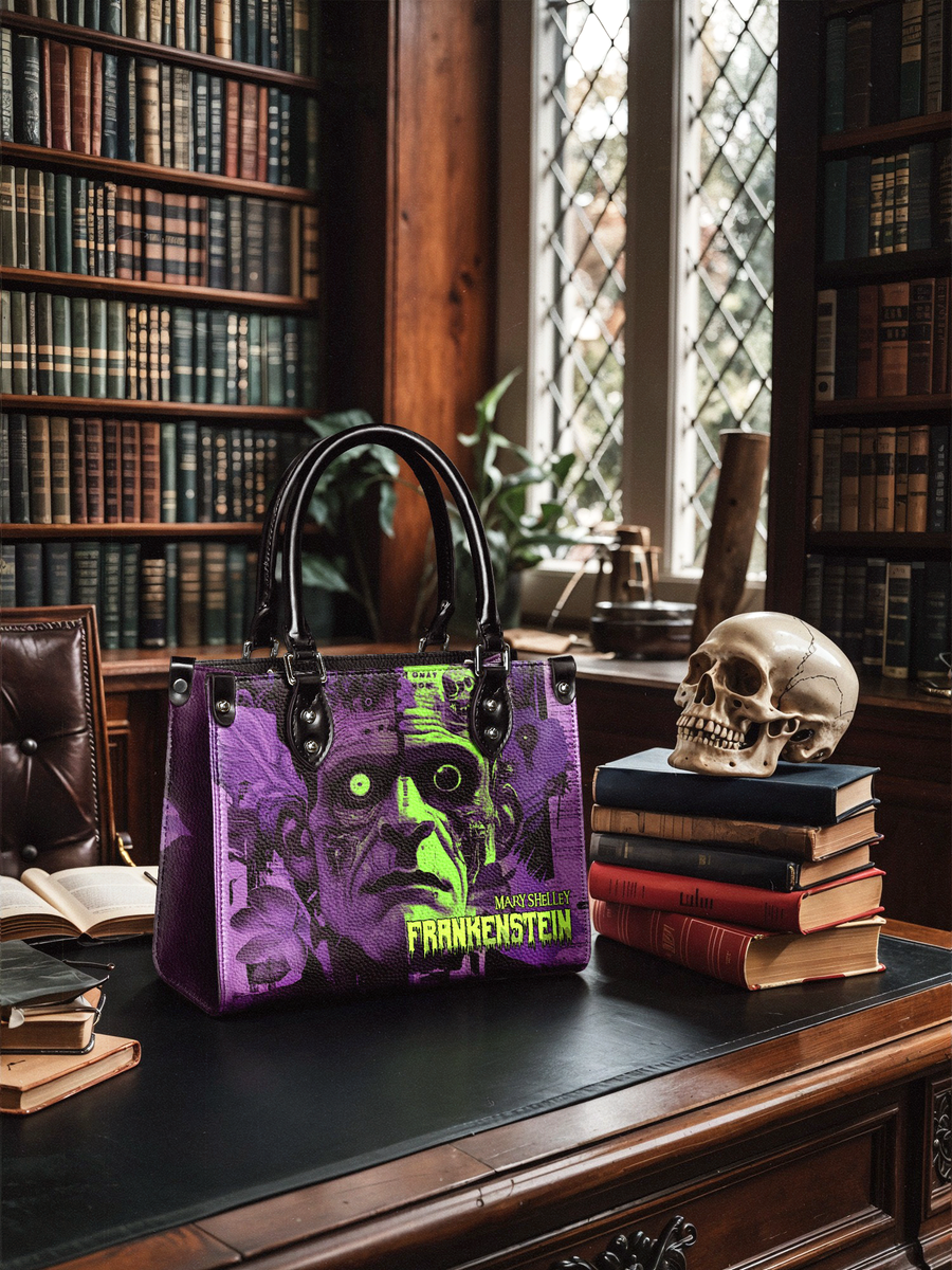 "Frankenstein" Lablight Violet - Black Interior - Small Leather Handbag