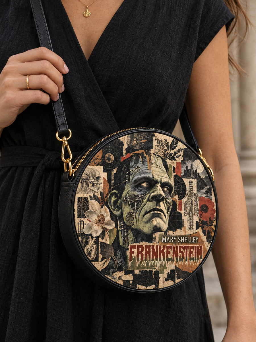"Frankenstein" Old Parchment Circle Crossbody Bag