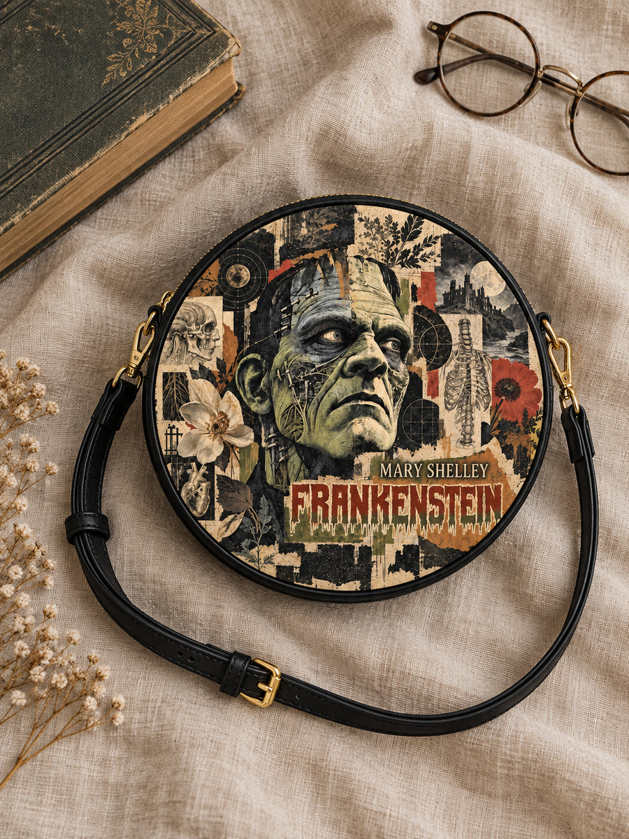 "Frankenstein" Old Parchment Circle Crossbody Bag