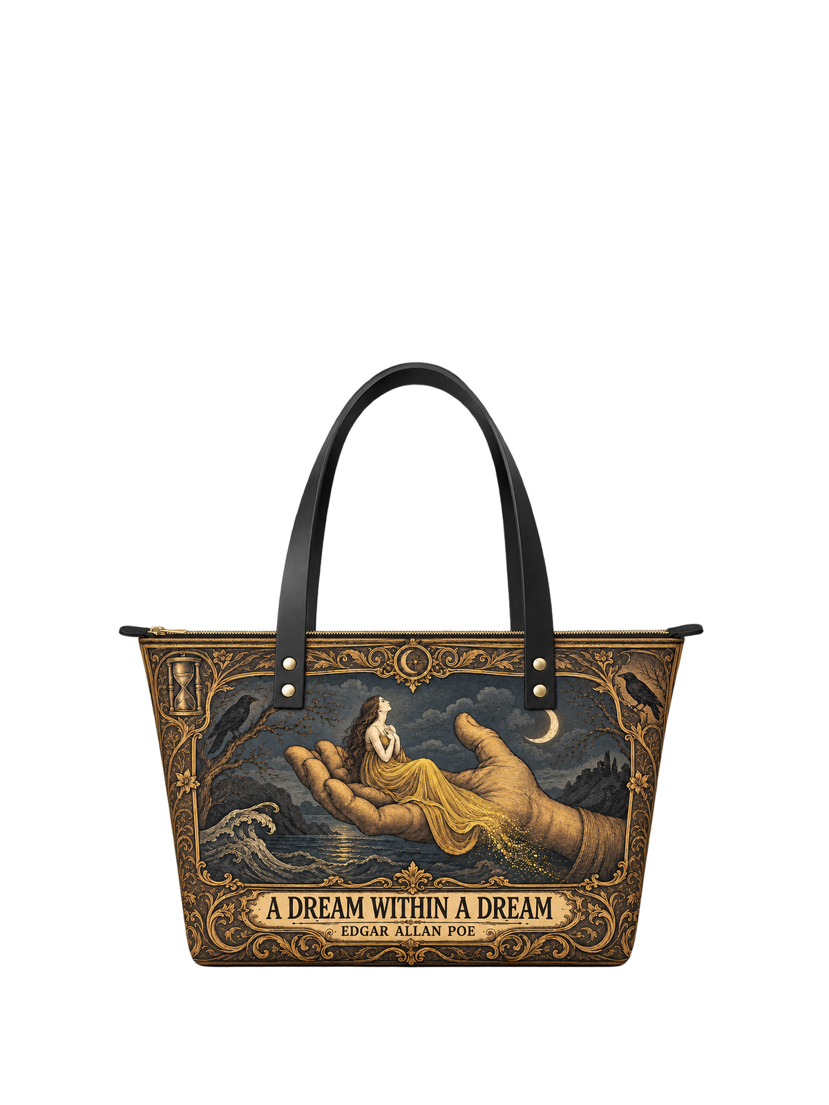 "A Dream Within A Dream" Leather Tote Bag