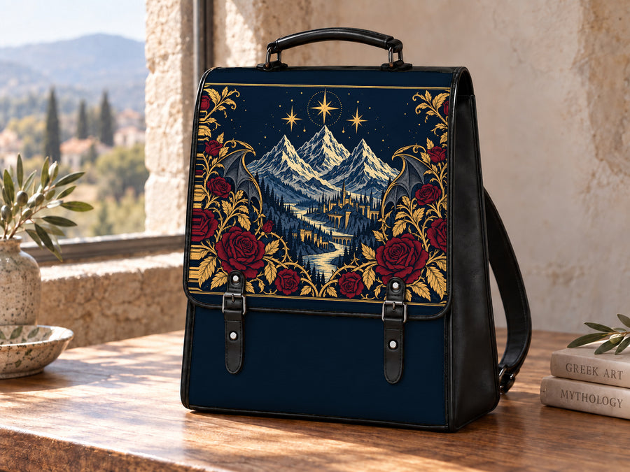"Rose Mountain" Starlit Valley Leather Backpack