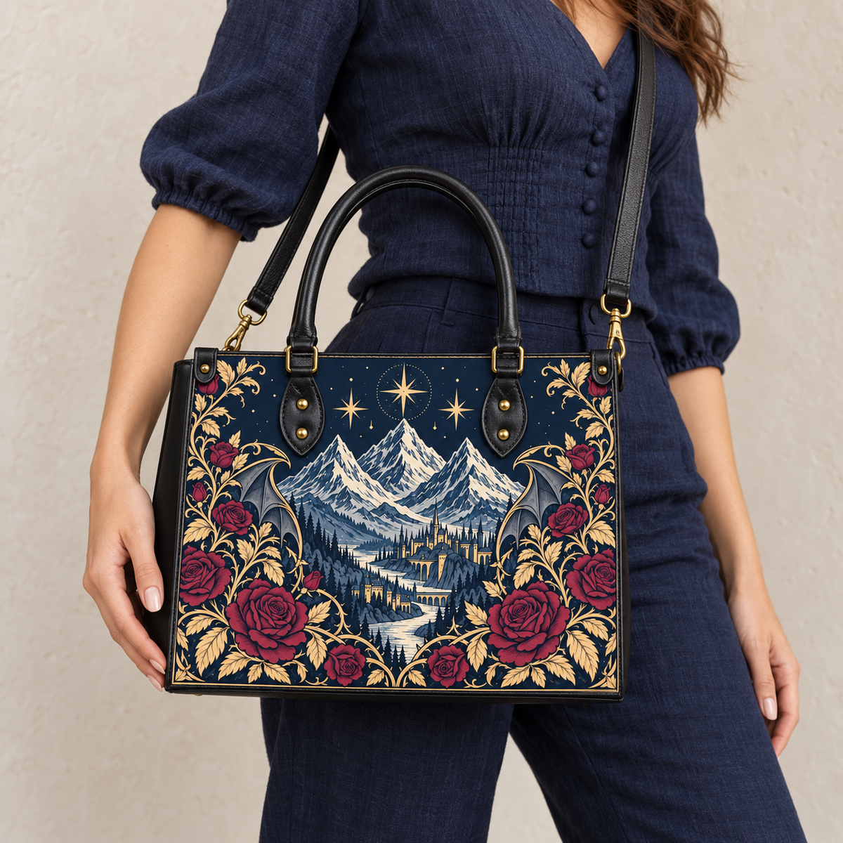 "Rose Mountain" Starlit Valley Leather Handbag