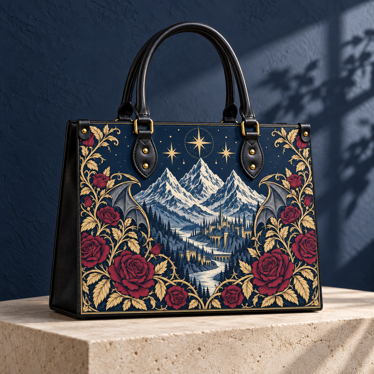 "Rose Mountain" Starlit Valley Leather Handbag