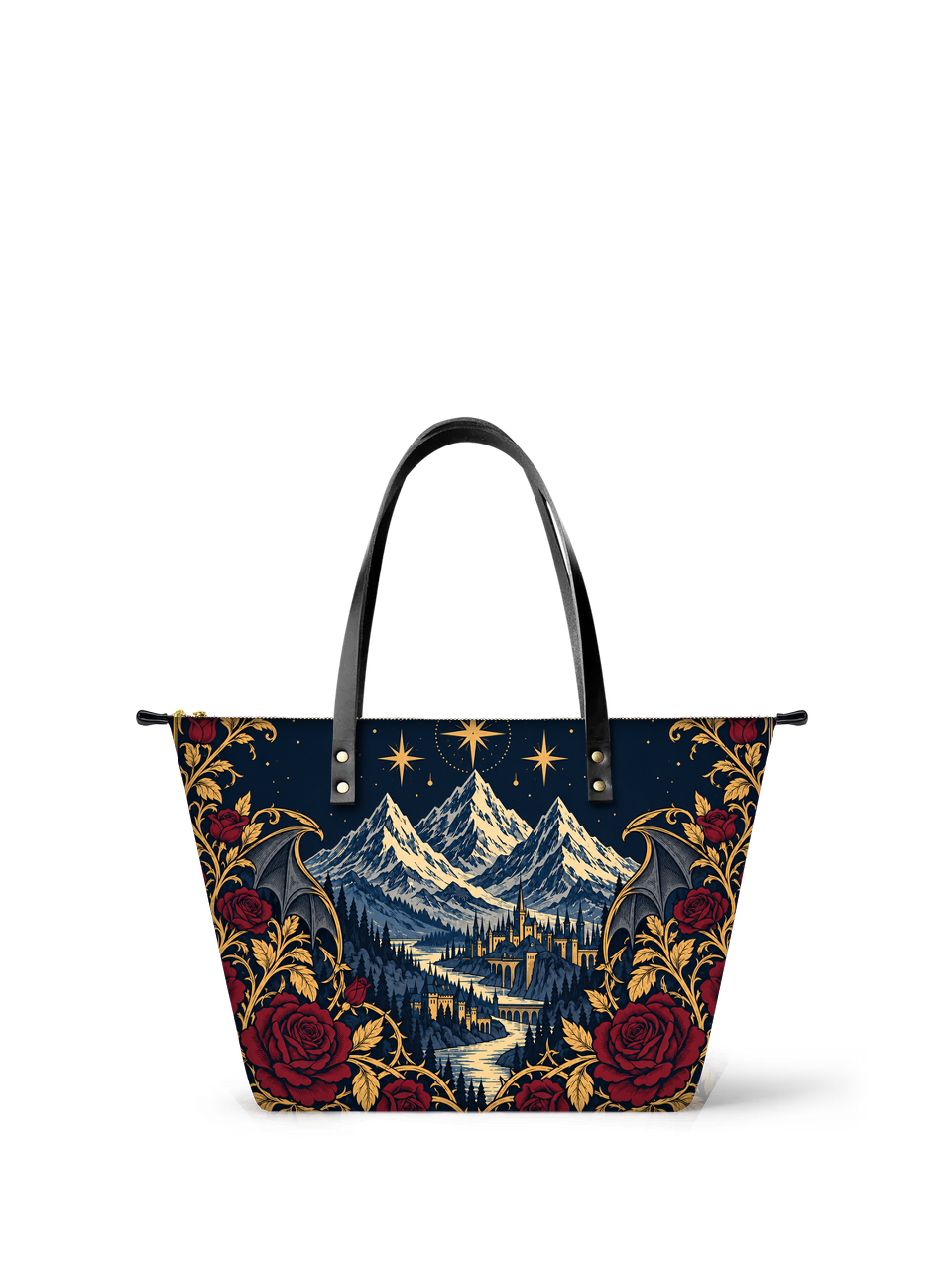 "Rose Mountain" Starlit Valley Leather Tote Bag