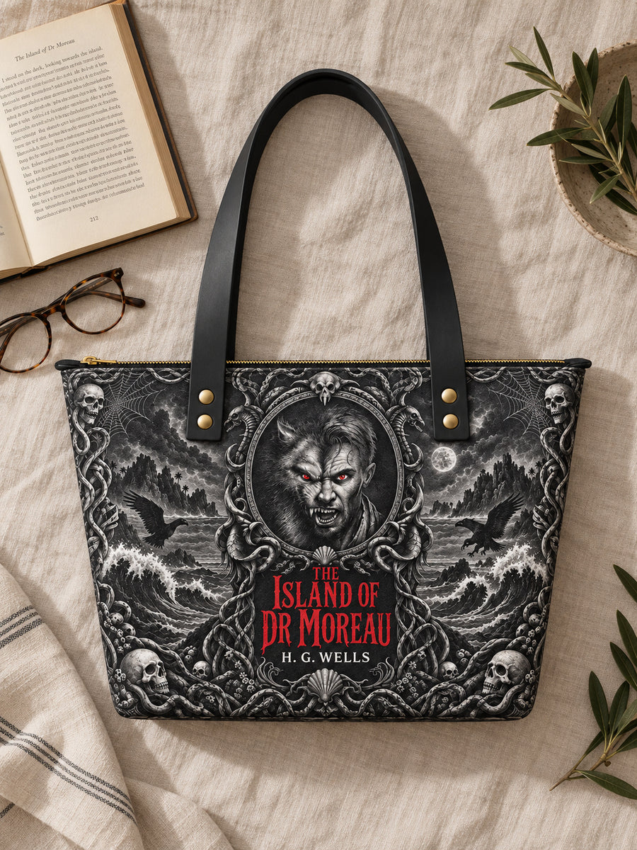 "The Island Of Dr Moreau" Leather Tote Bag