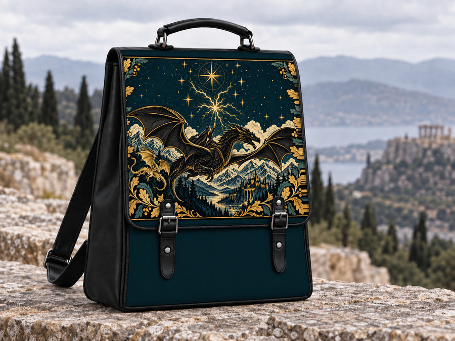 "Stormwing" Black Dragon Leather Backpack