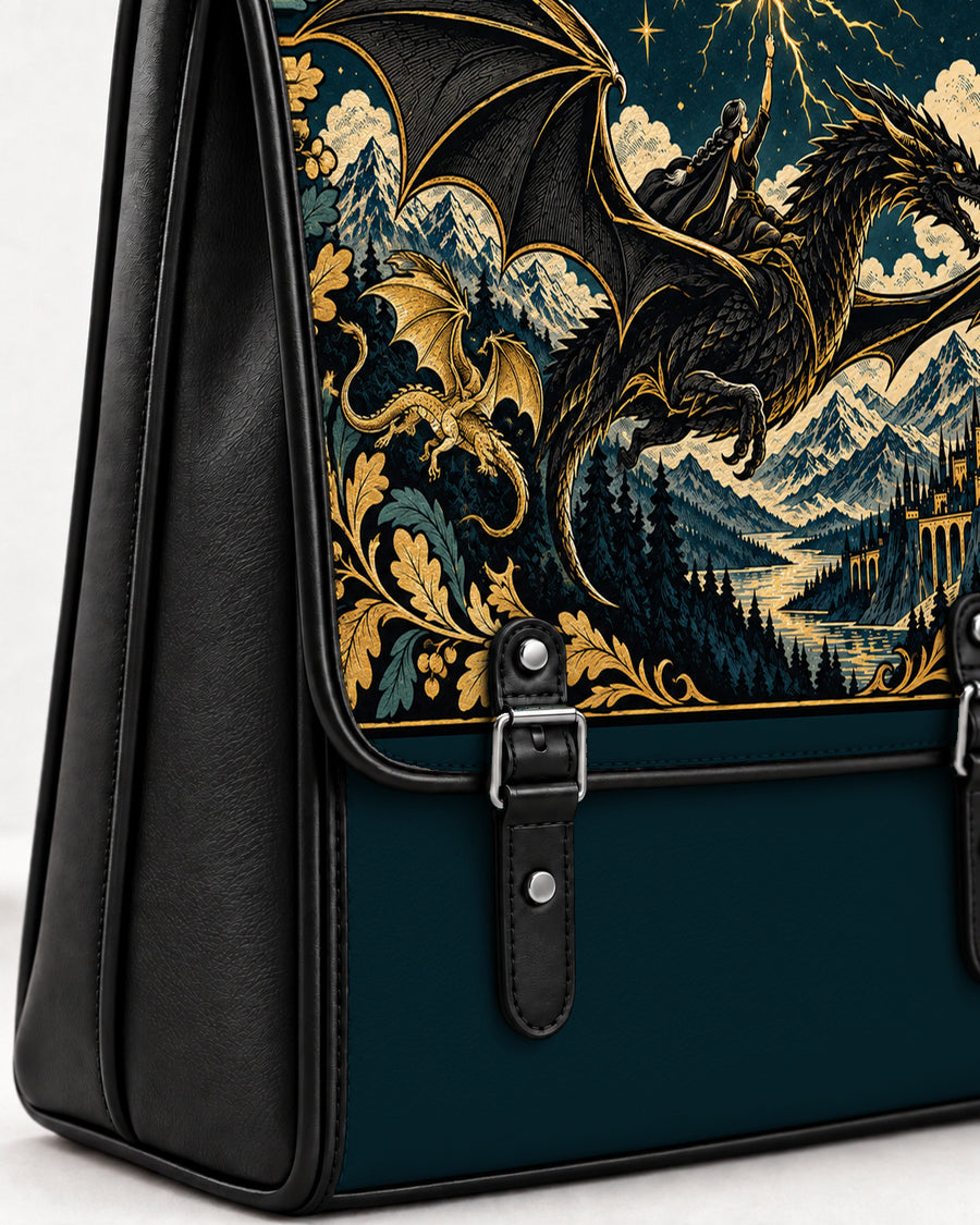 "Stormwing" Black Dragon Leather Backpack
