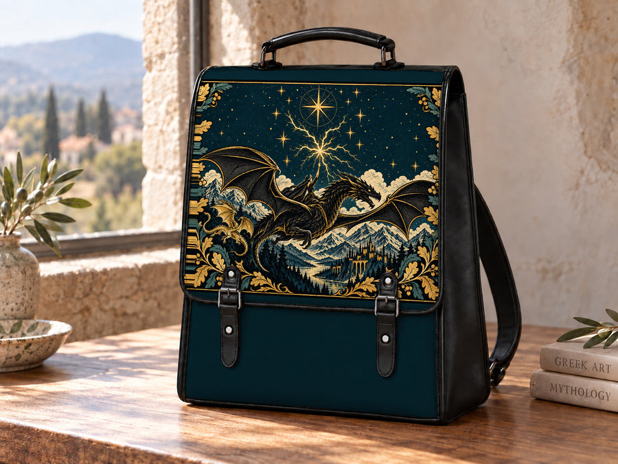 "Stormwing" Black Dragon Leather Backpack