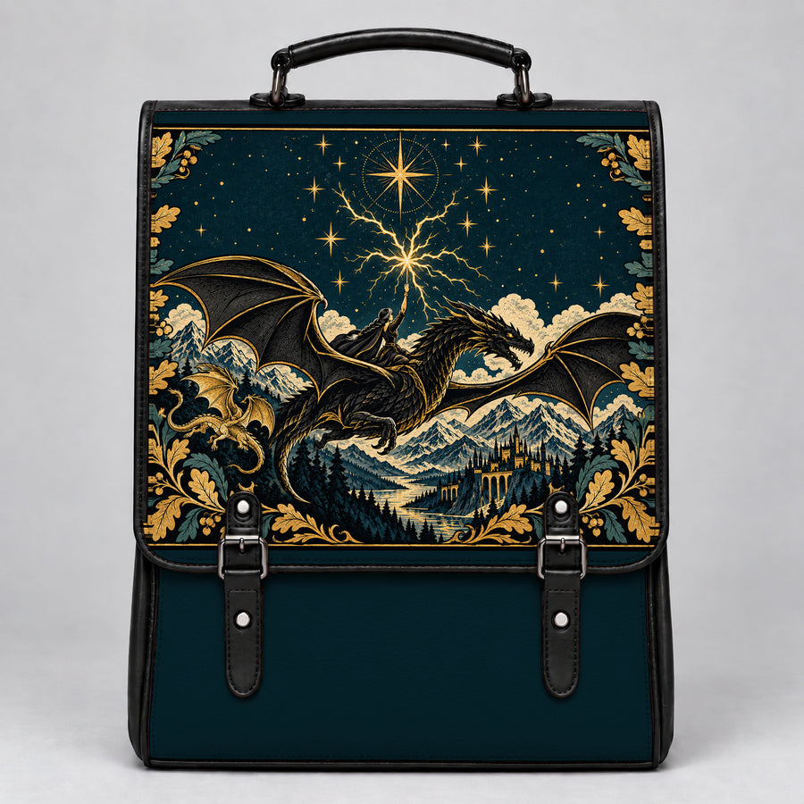 "Stormwing" Black Dragon Leather Backpack