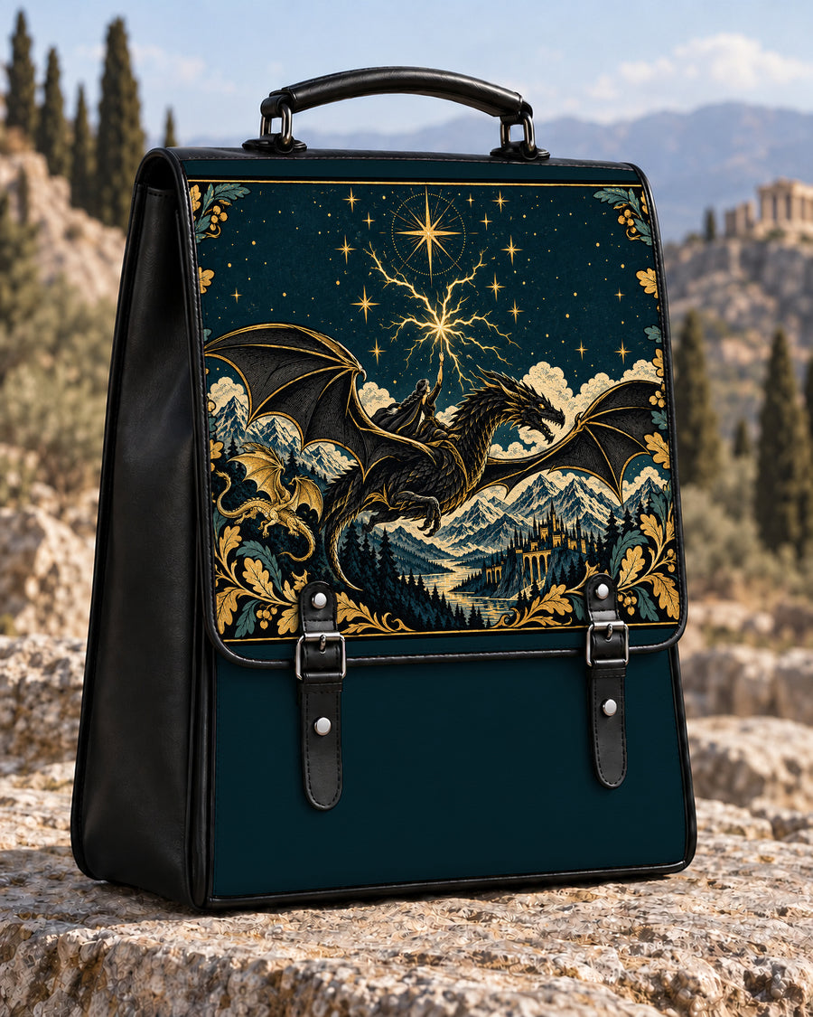 "Stormwing" Black Dragon Leather Backpack
