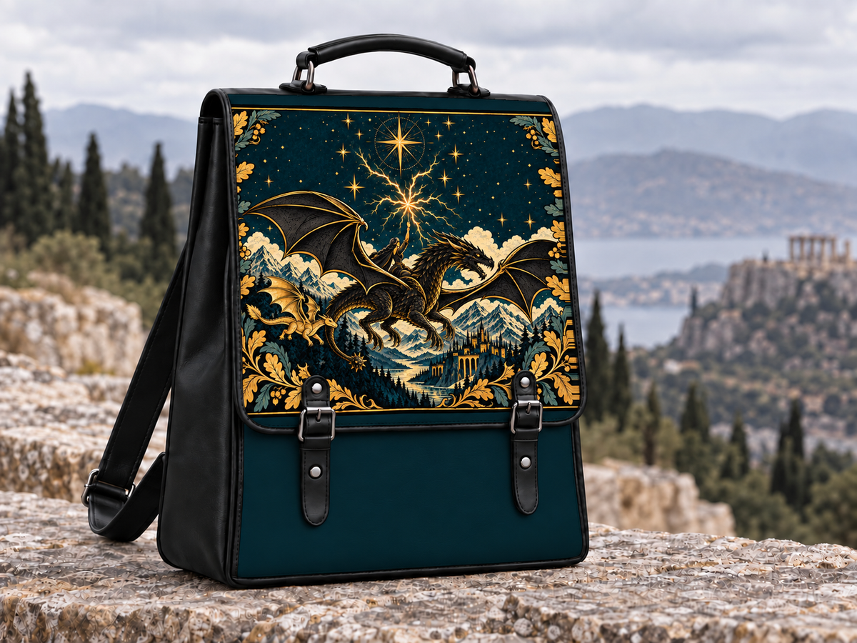 "Stormwing" Black Dragon Leather Backpack